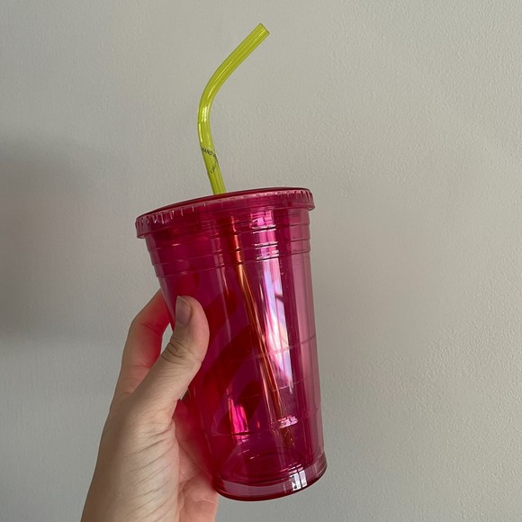 Set of 2 Colorfully Iridescent Travel Cups with Straws - Picture 2 of 3